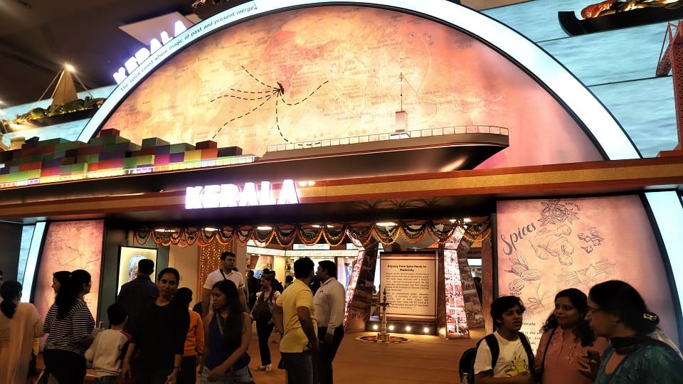 aroma of organic spices and coffee and green tea spread in the Kerala pavilion at the trade fair