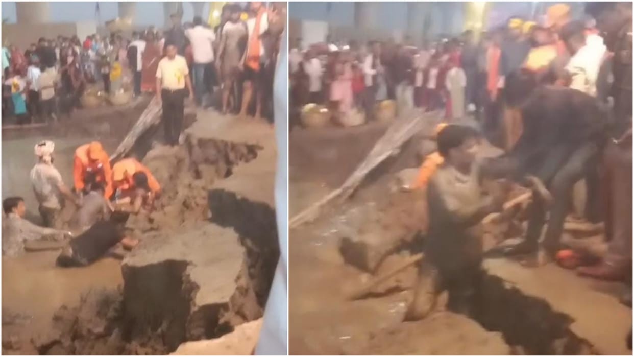 Chhath Puja : Accident at Chhath Ghat in Patna. man, woman and child trapped in mudslide.Bihar Police.