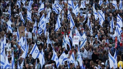 Israel Hamas War Update Families of Israeli captives protest march outside PM Netanyahu office in Jerusalem