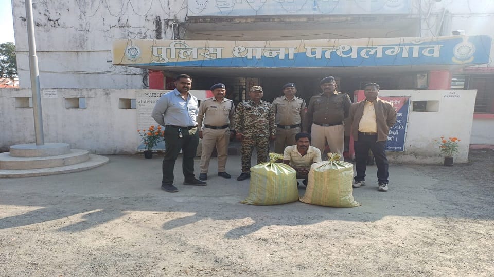 Smuggler arrested with 35 kg ganja price said to be Rs 5 lakh in Jashpur