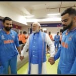 विराट और रोहित से मिलते पीएम मोदी