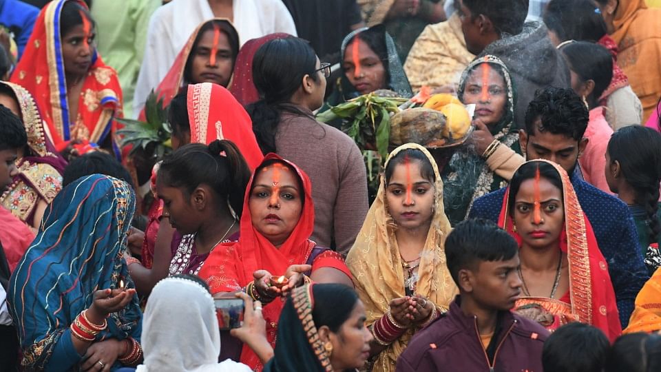 Arghya offered to rising Sun in Chandigarh on Chhath