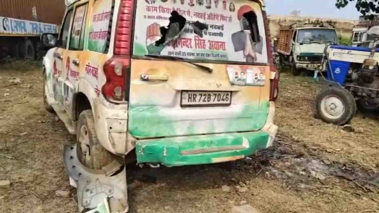 Attack on convoy of Congress candidate from Bharatpur Nadbai assembly constituency