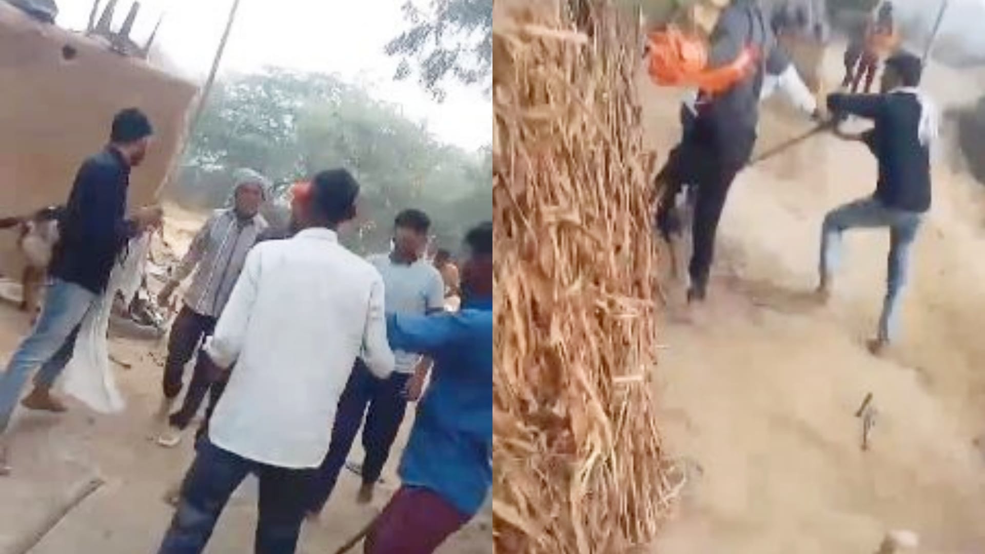दलित परिवार पर हमला करते हुए दबंग