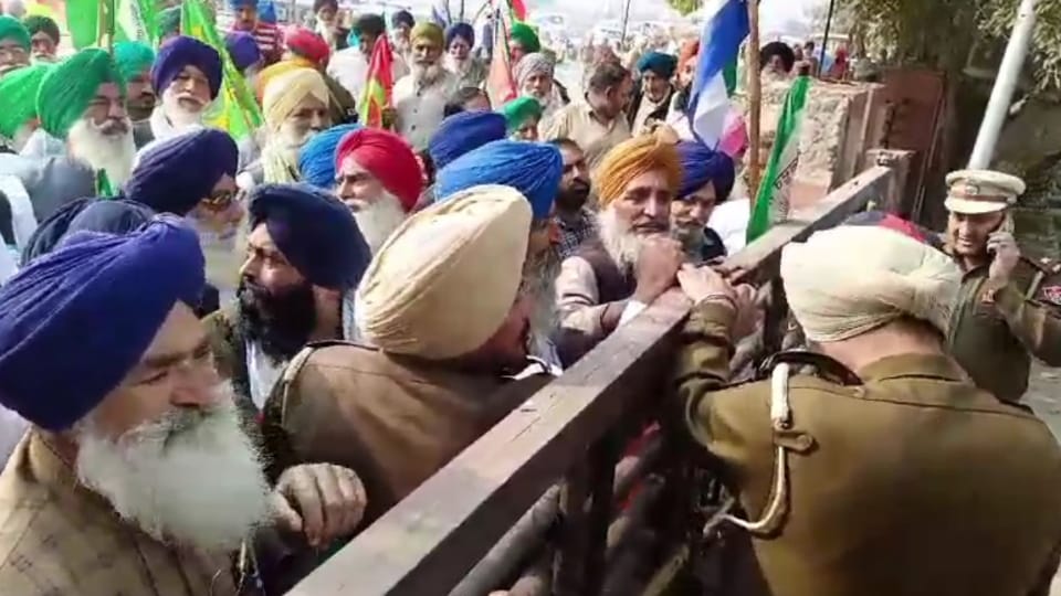Farmers protest outside DC complexs in Punjab