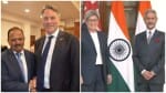 NSA डोभाल से मिले ऑस्ट्रेलिया के डिप्टी पीएम रिचर्ड मार्ल्स (बाएं), विदेश मंत्री वॉन्ग और जयशंकर।