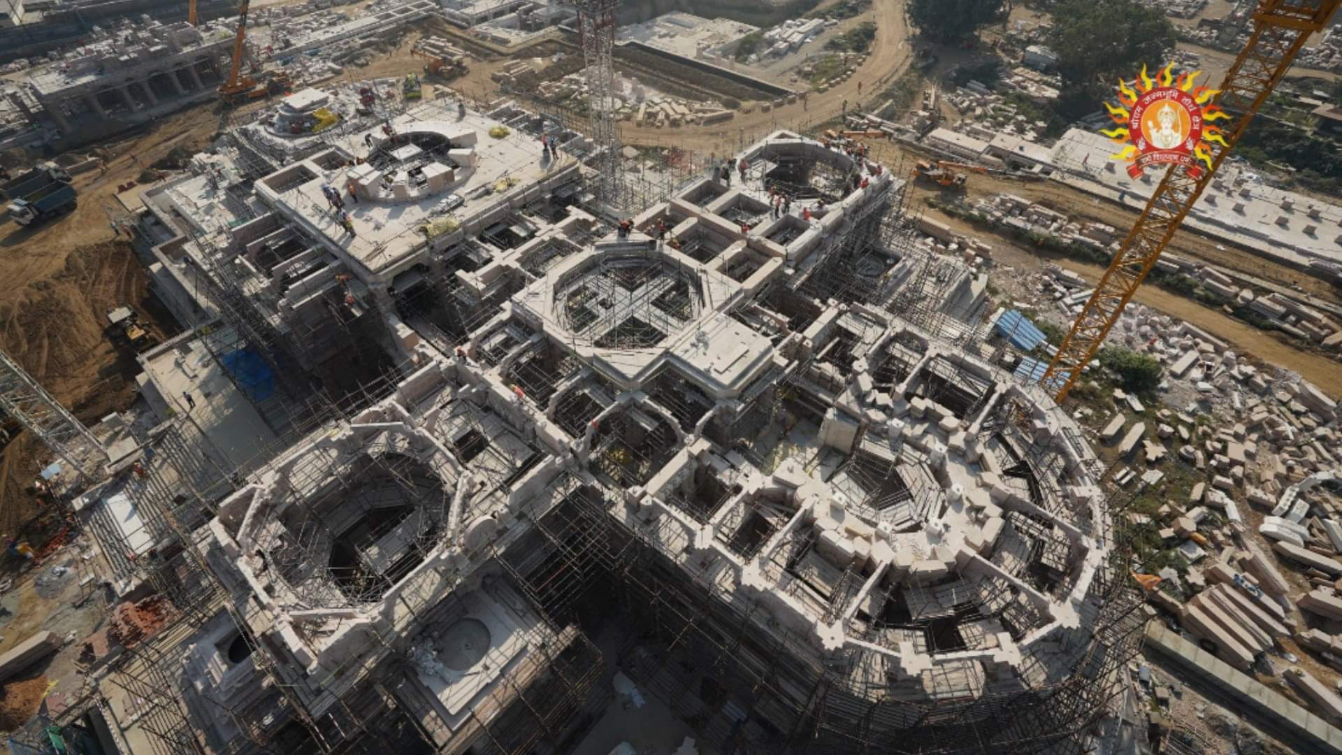 Floor work is under process in Ram temple in Ayodhya.