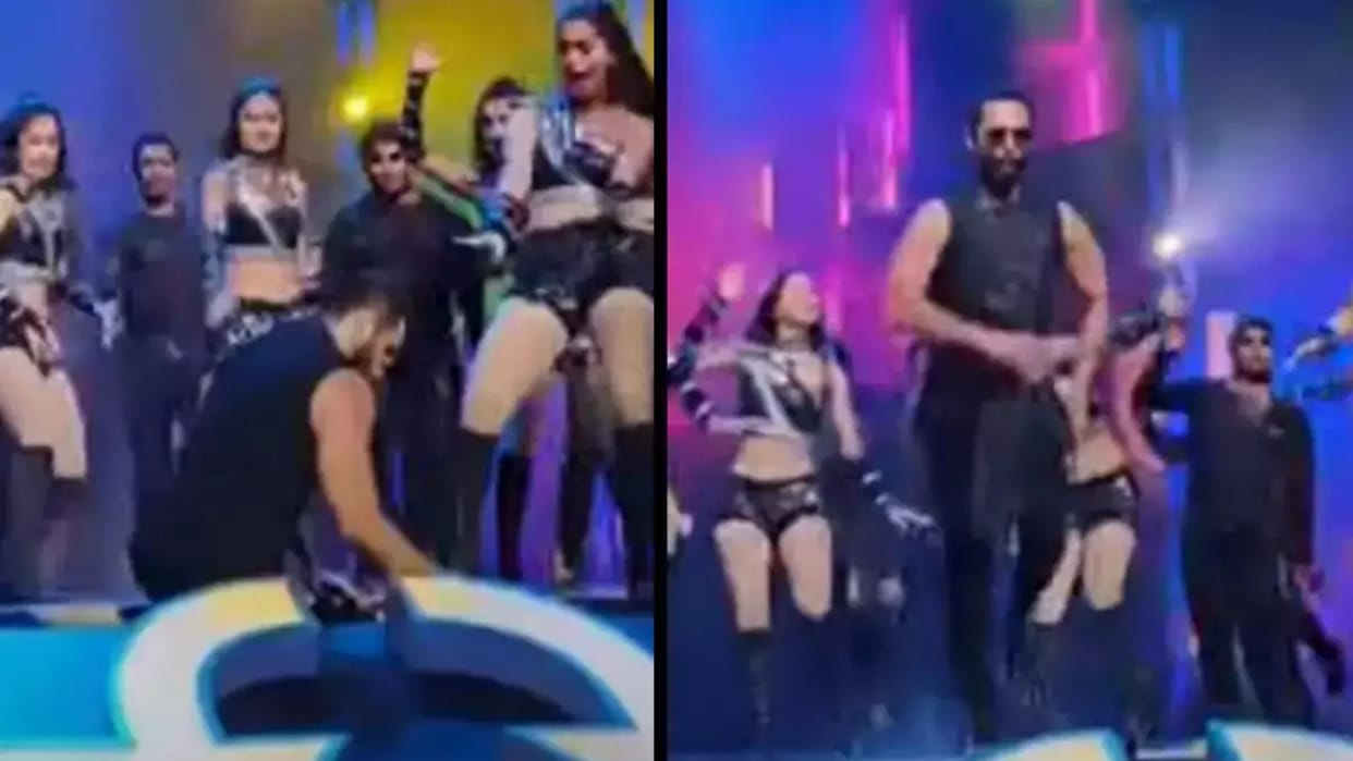 Shahid Kapoor Falls down on stage while performing at iffi 2023 video went viral