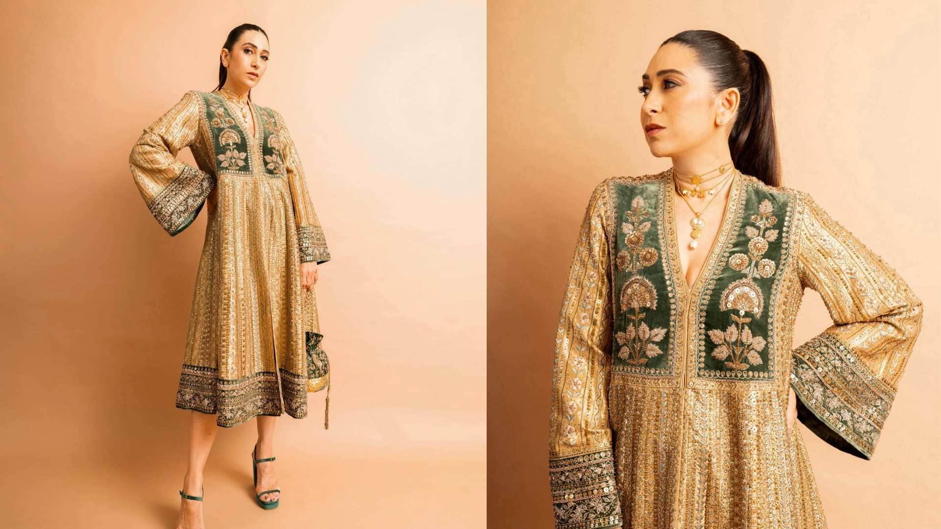 trendy Outfit From banarasi Saree inspired by karishma kapoor