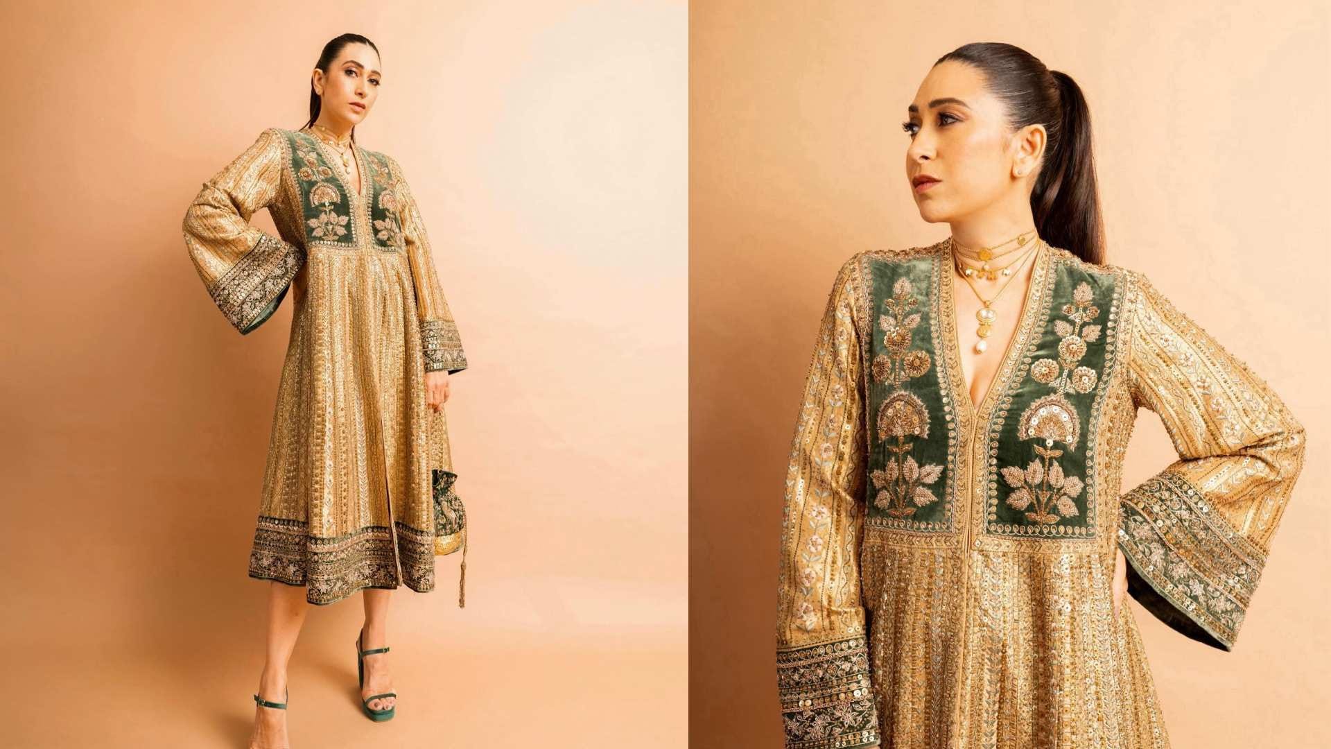 trendy Outfit From banarasi Saree inspired by karishma kapoor