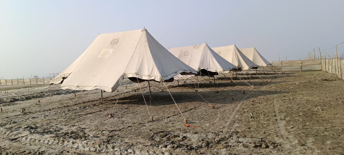 Ganga Snan 2023: Tent City started building on the banks of Ganga, officials checks preparation