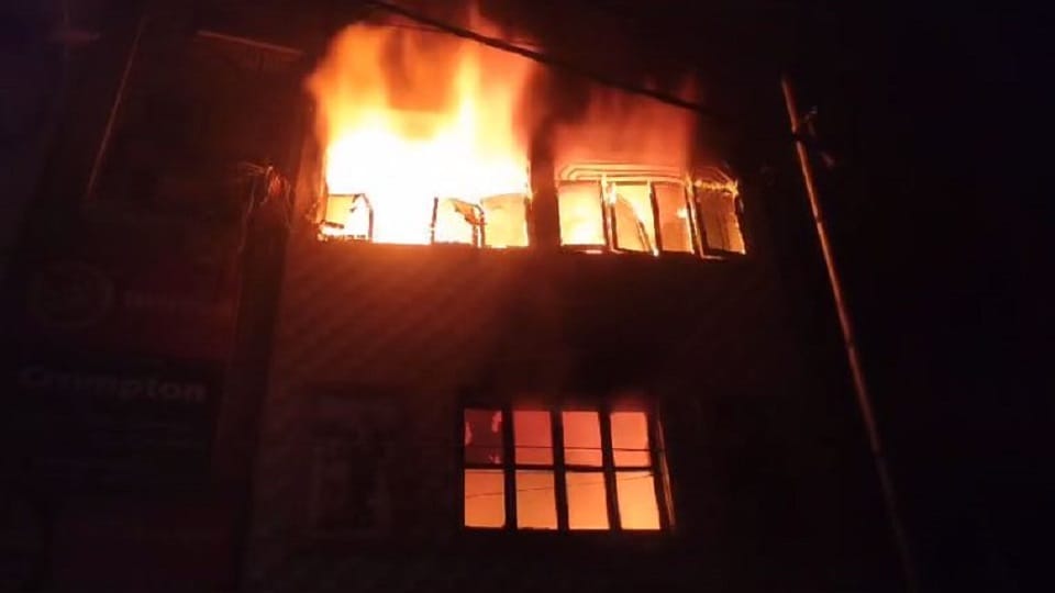 A massive fire broke out in a three-storey textile warehouse-shop in Aligarh