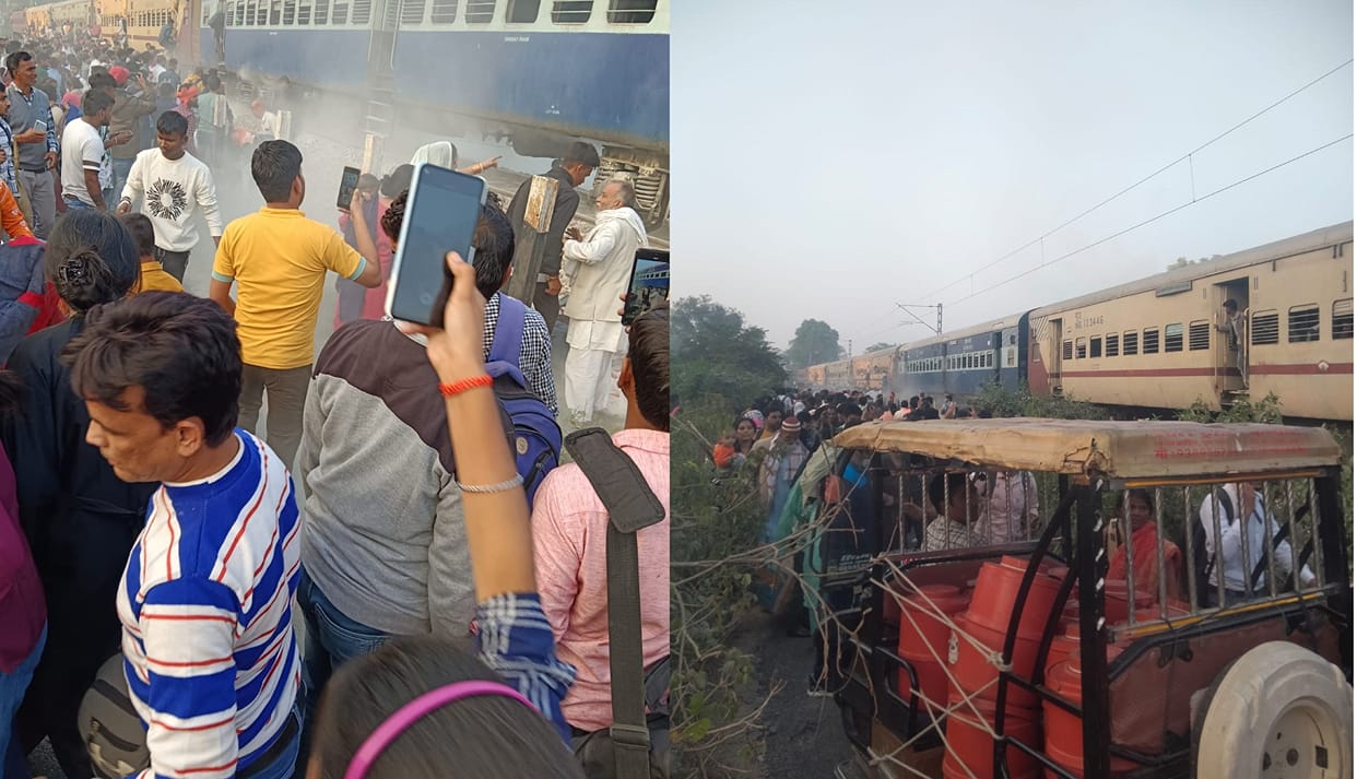 Fire broke out in the bogie of Kasganj Express, controlled with fire safety cylinder, panic among the passenge