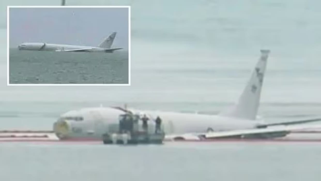 Trending News: us navy surveillance plane overshoots marine base hawaii lands in water photo video viral