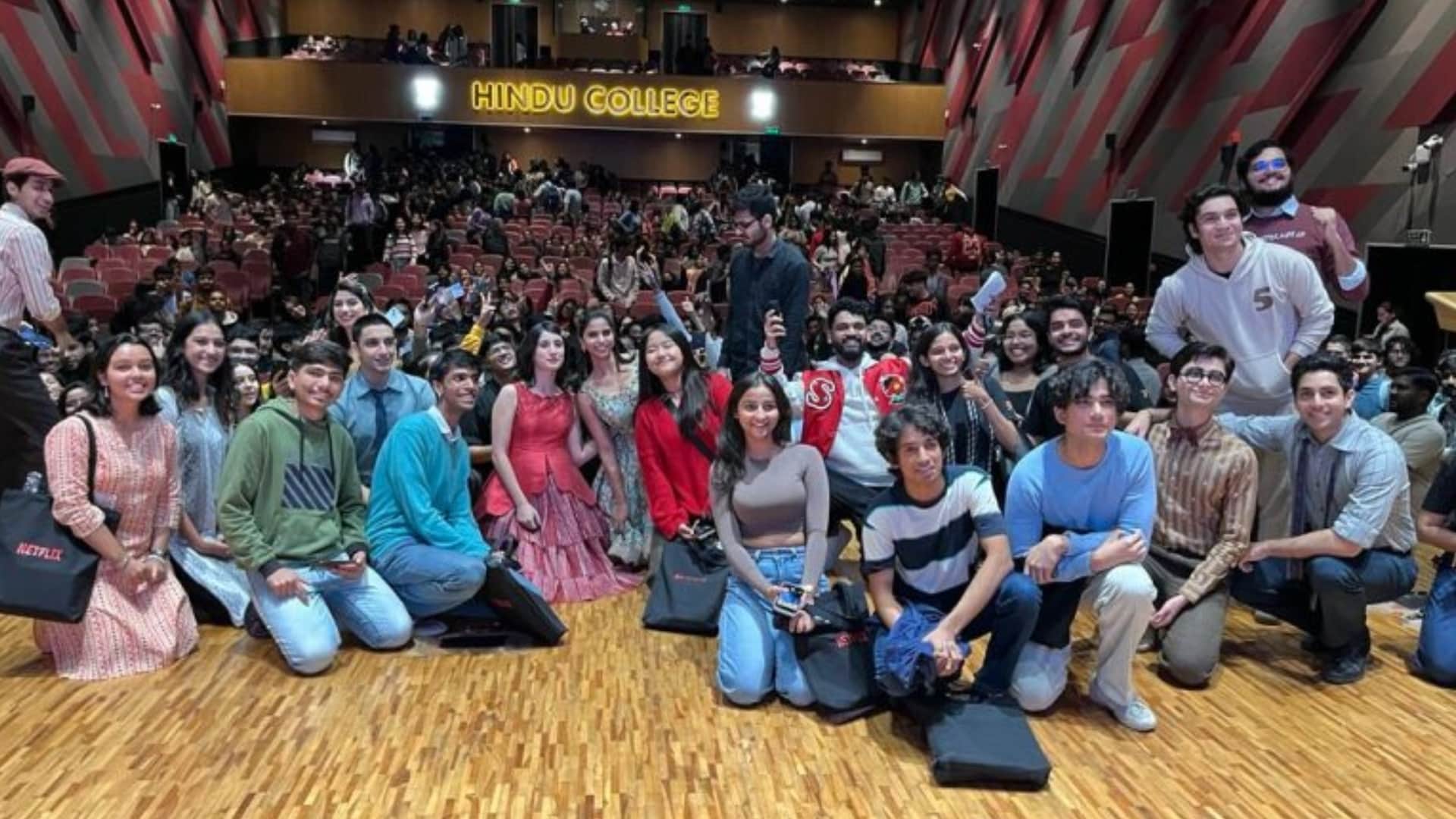 Suhana Khan Khushi Kapoor Agastya Nanda Starrer The Archies team in Delhi Colleges