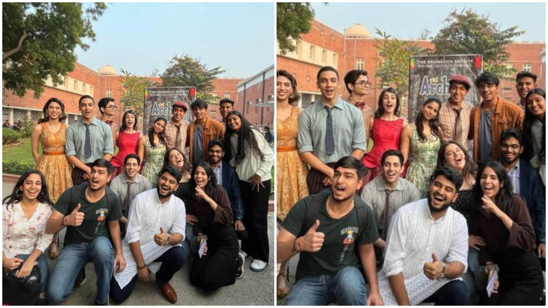 Suhana Khan Khushi Kapoor Agastya Nanda Starrer The Archies team in Delhi Colleges