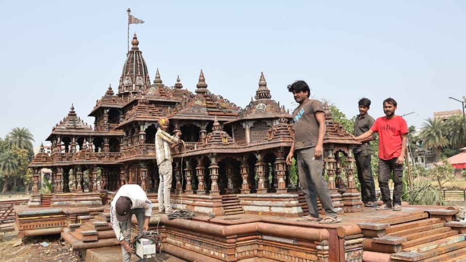 ayodhya ram mandir temple made of iron scrap in indore