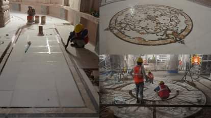 Floor work is under process in Ram temple in Ayodhya.