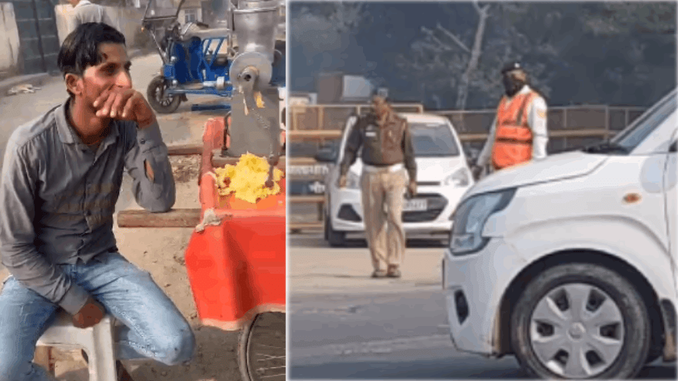 two suspended traffic policemen exposed their extortion money through juice vendors In Greater Noida