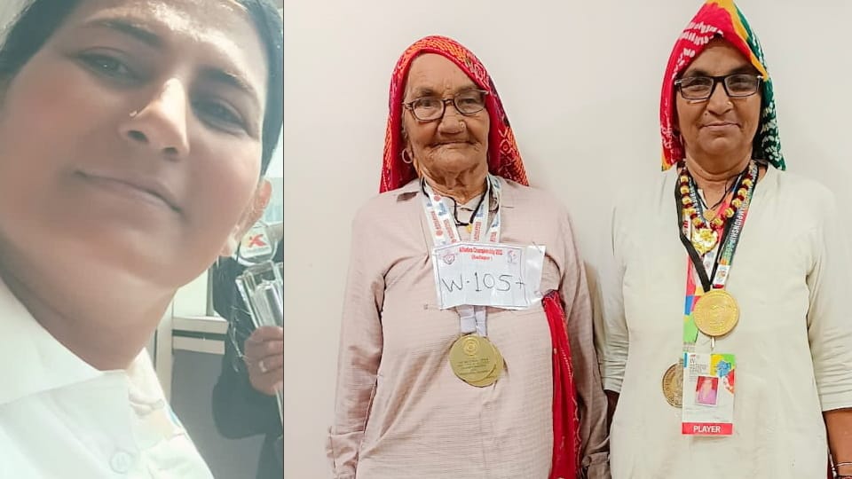 106 year old Rambai compete with her daughter and granddaughter in haryana state master athletics meet