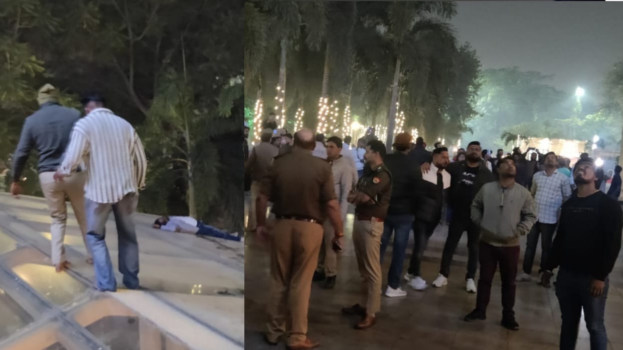 A drunk man create ruckus in summit building in Gomati Nagar in Lucknow.