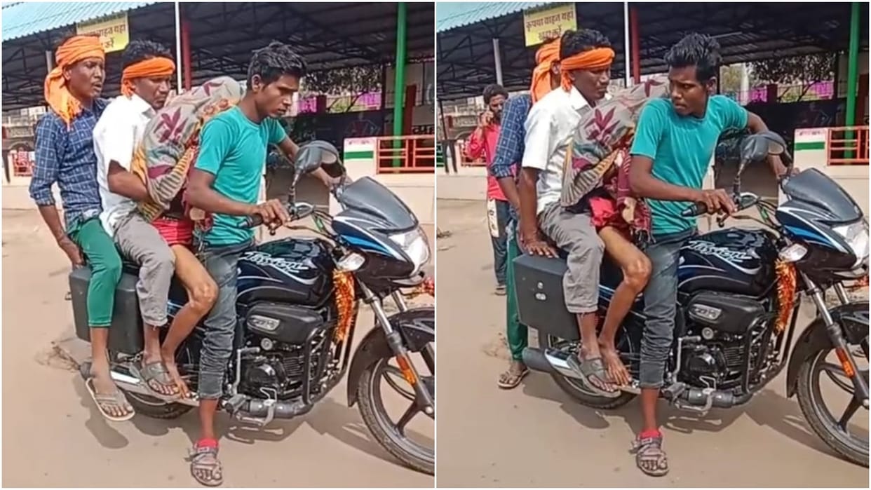 Shahdol: Grandson had to take his grandfather's dead body to village by bike as Hearse was not available