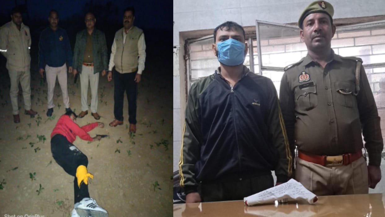 Encounter with murder accused police in Baraut, accused snatched pistol from police and opened fire on cons