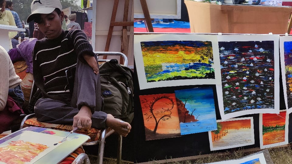 Chandigarh Art College student Rahnuma paints with her feet