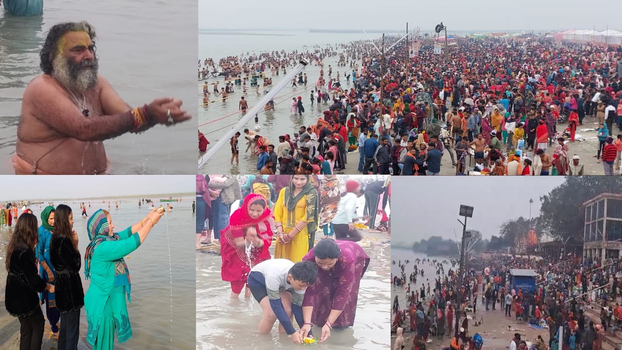 Ganga Snan: Fun-bathing and religious rituals at Ganga Ghats, Kartik Purnima fair in Pictures
