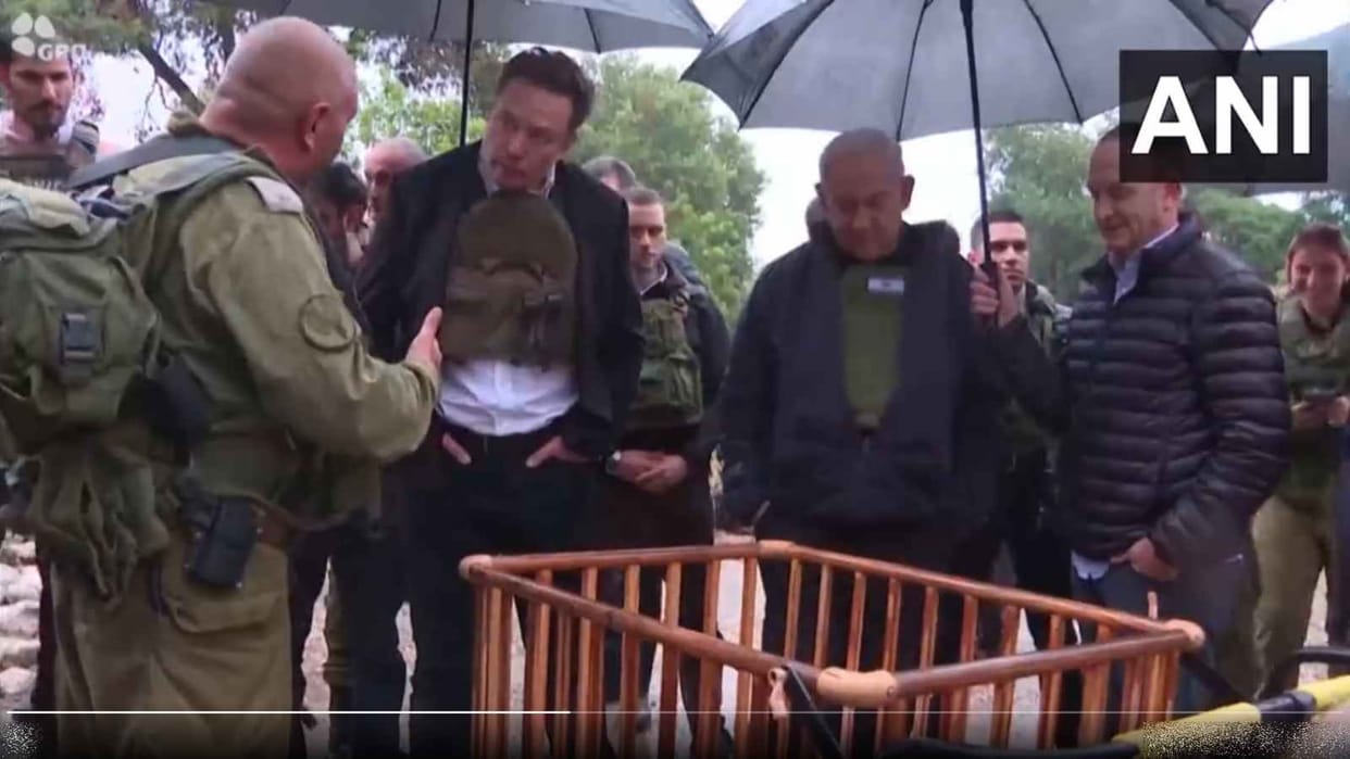 Elon Musk Israel PM Netanyahu Kibbutz Hamas War Gaza Palestine