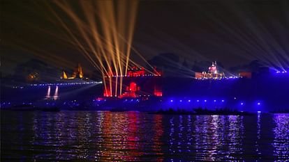 dev diwali varanasi 2023 Dev Diwali in Shiva Kashi 21 lakh lamps lit Amazing view of Cracker Show across Ganga