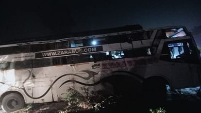 Road Accident Bus full of passengers overturned in Fatehpur Sikri