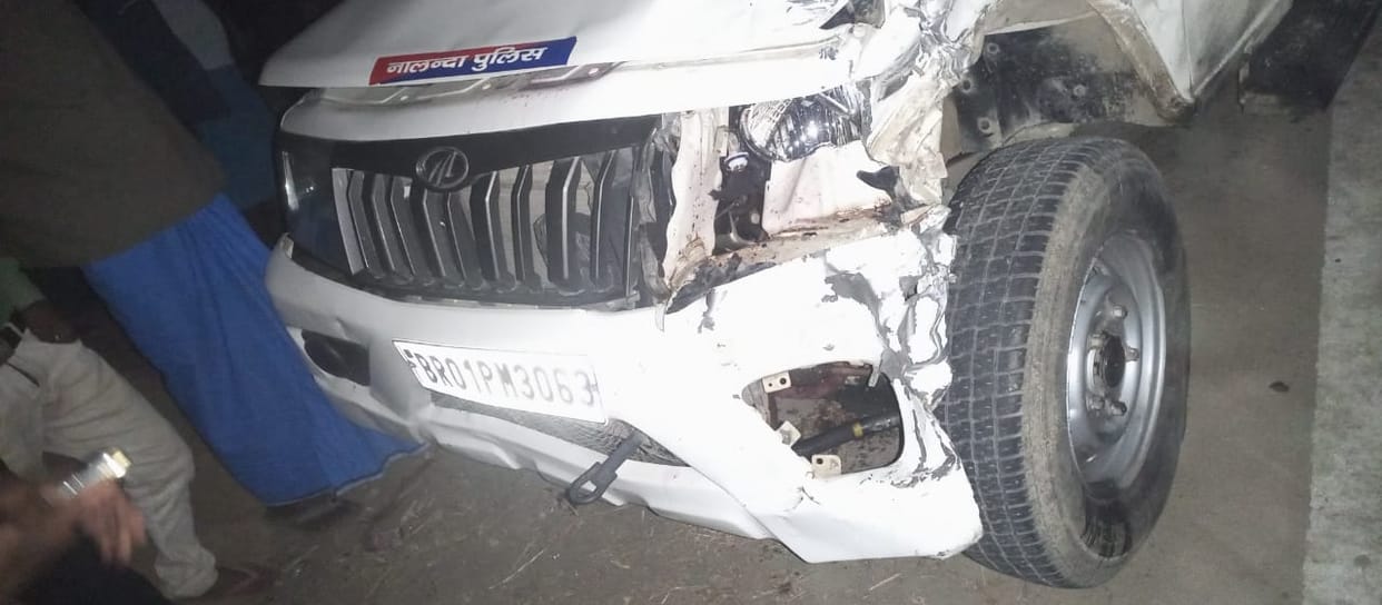 Three died after collision with bihar police vehicle, accident news today in Nalanda; vandalism of vehicles