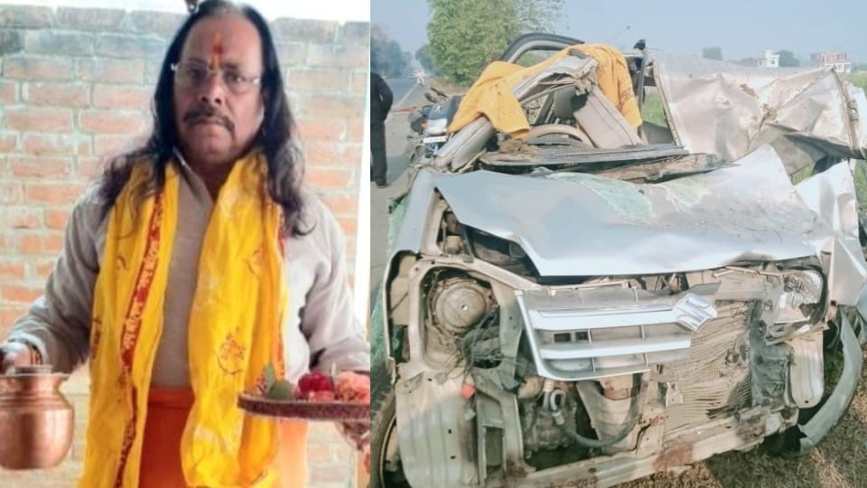 man dies as car collides with trolley parked on highway in Lakhimpur kheri
