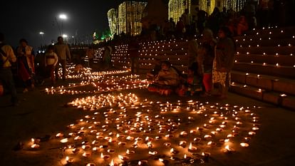 dev diwali varanasi 2023 Dev Diwali in Shiva Kashi 21 lakh lamps lit Amazing view of Cracker Show across Ganga