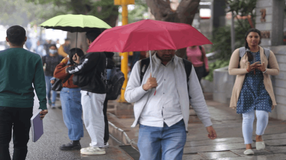 people took out umbrellas and warm clothes After rain in Delhi see pictures