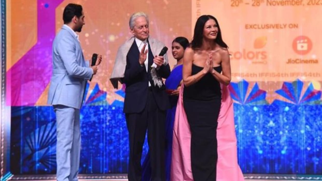 Michael Douglas Hollywood actor receives Lifetime Achievement Award at IFFI wife Catherine praises India