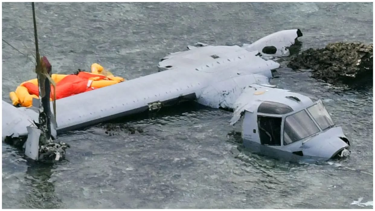 US Osprey Military Aircraft crashes at coast of Japan several crew members onboard news and updates