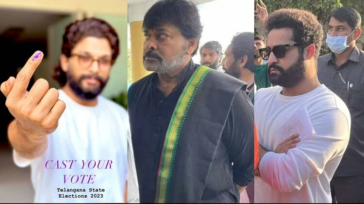 Telangana Election 2023 south celebs cast votes allu arjun jr ntr Keeravaani rajamouli Chiranjeevi Venkatesh