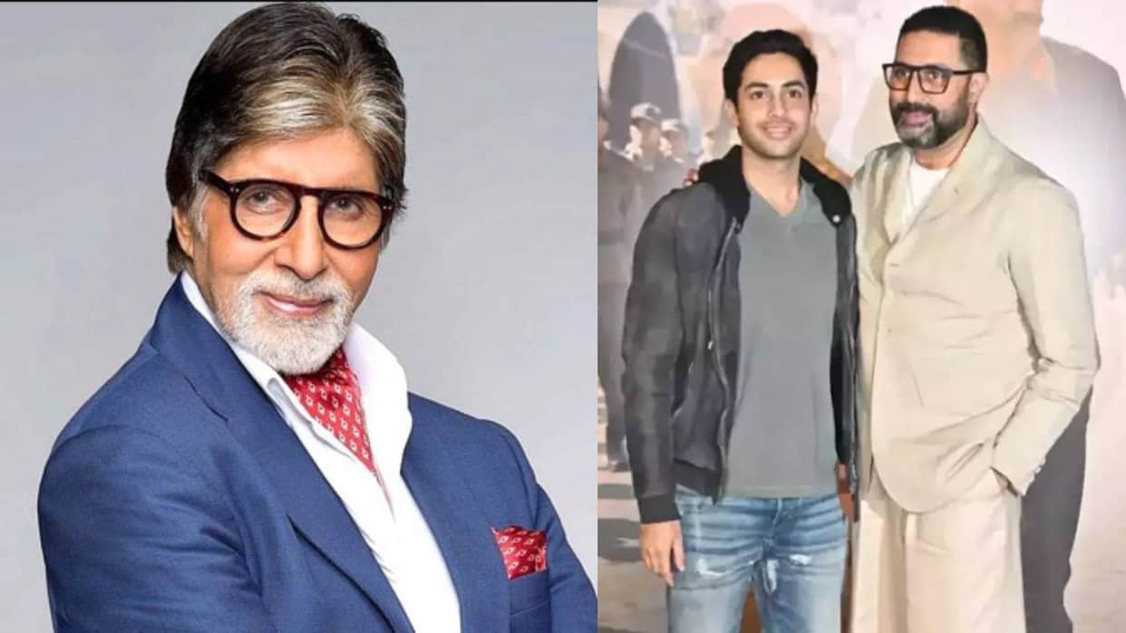 Amitabh Bachchan got emotional as Agastya Nanda and Abhishek Bachchan poses together at sam bahadur screening