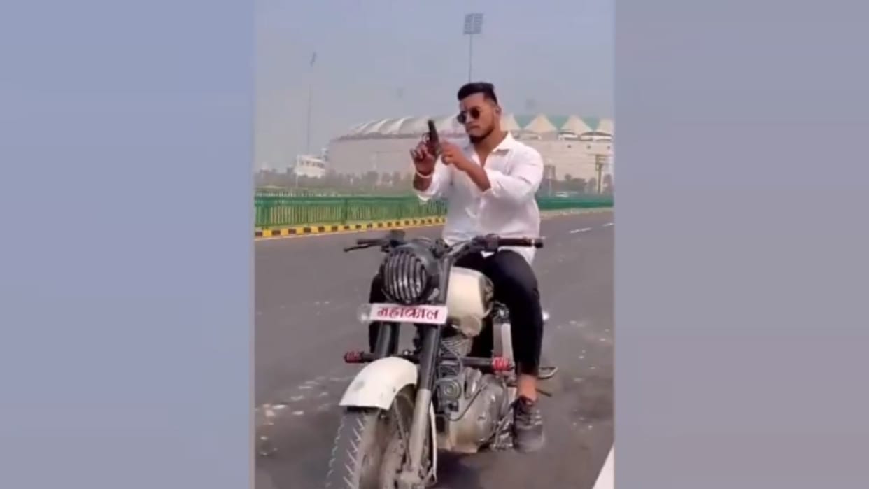 A man arrested for making reel with gun on bullet in Lucknow.