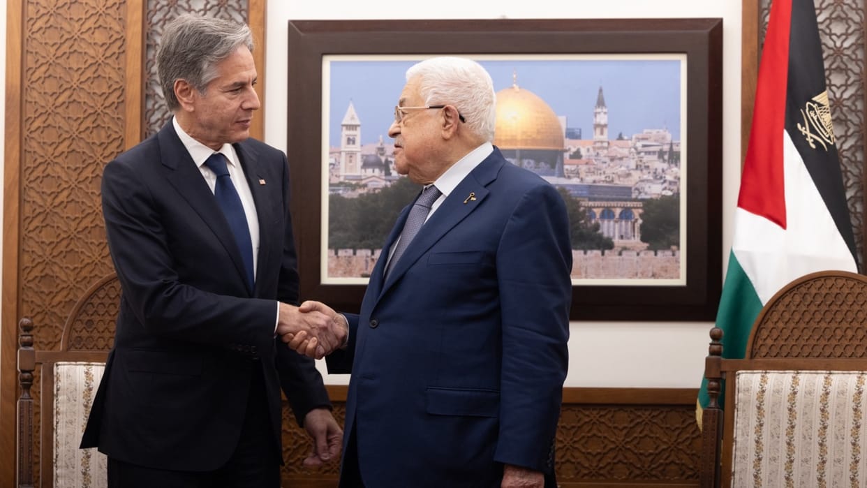 US State Secretary Antony Blinken meets Palestinian President Mahmoud Abbas