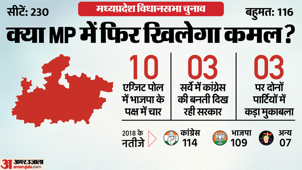 MP Exit Poll 2023 Congress vs BJP Assembly Seats Wise Results Mahakaushal Malwa Nimar News in Hindi