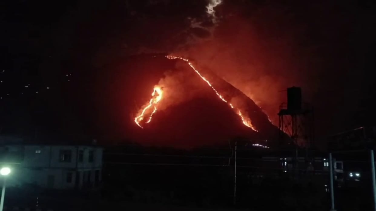 Massive fire broke out in a forest in Gadsa Valley Kullu  Himachal Pradesh