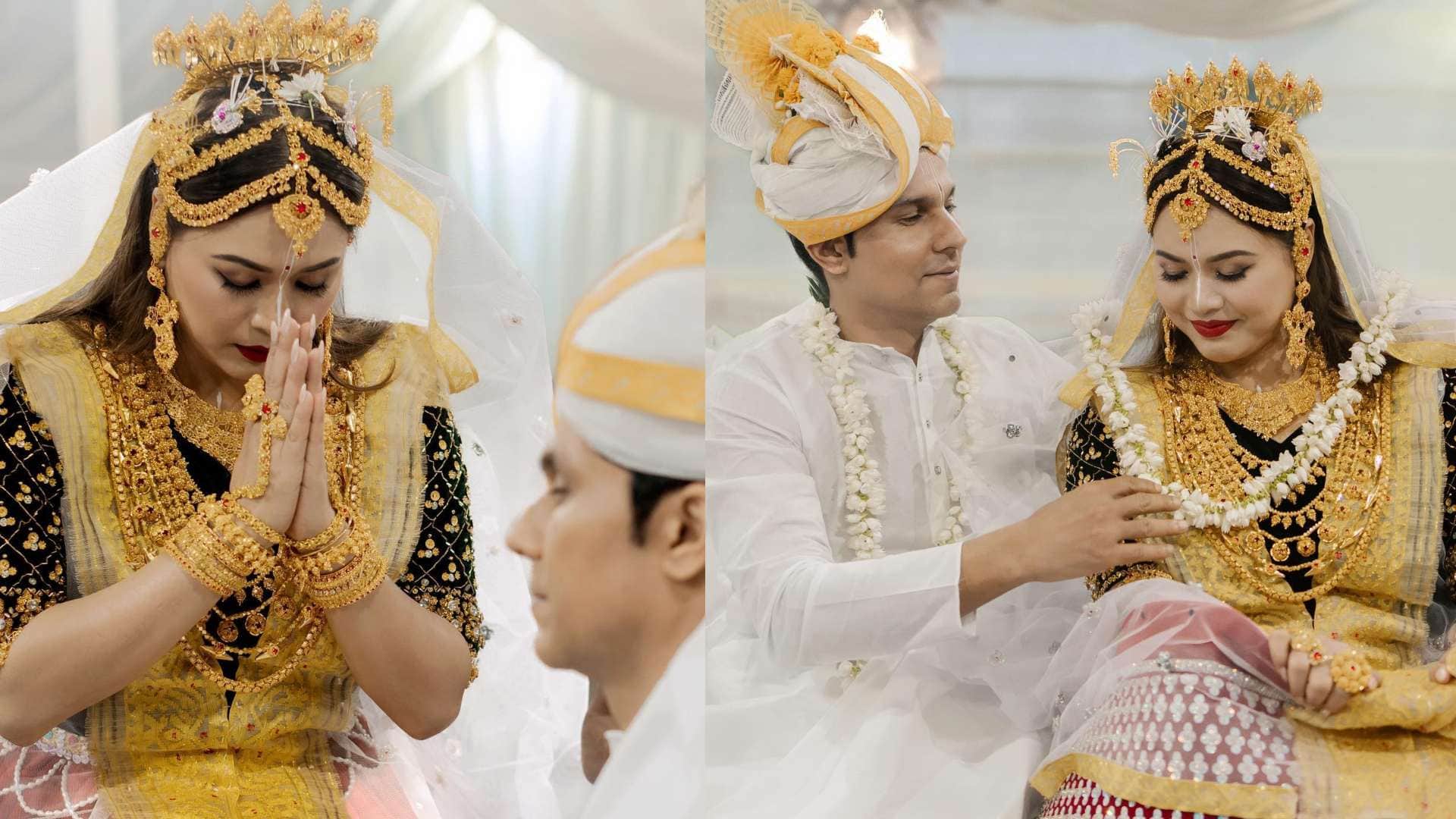 Randeep Lin Wedding lin laishram wore manipuri poshak potloi in wedding photos of Randeep Lin Wedding