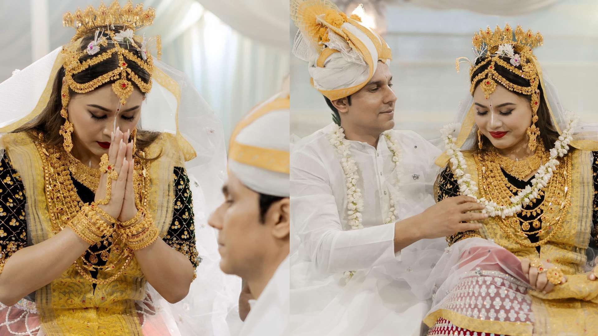 Randeep Lin Wedding lin laishram wore manipuri poshak potloi in wedding photos of Randeep Lin Wedding