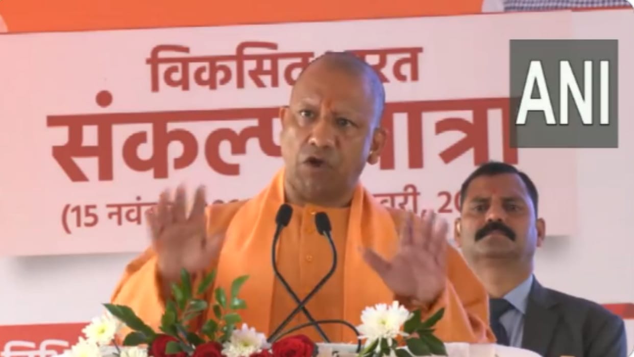 CM Yogi Adityanath on Viksit Bharat Sankalp yatra in Lucknow.