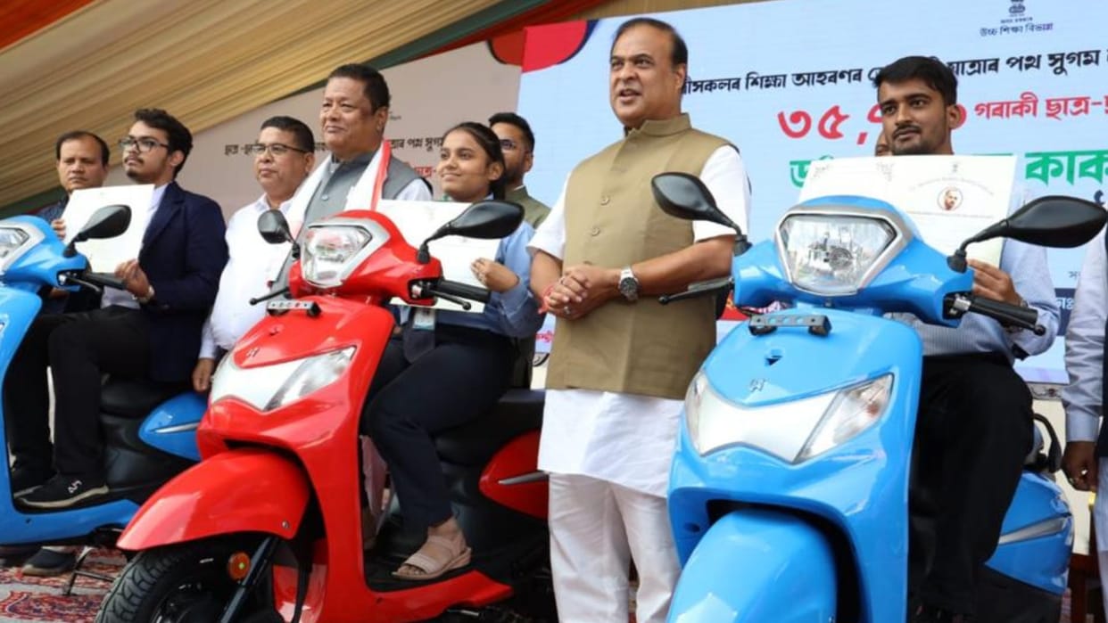 Assam CM Himanta Sarma distributed scooters to 35770 students reward for scoring good marks in 12th