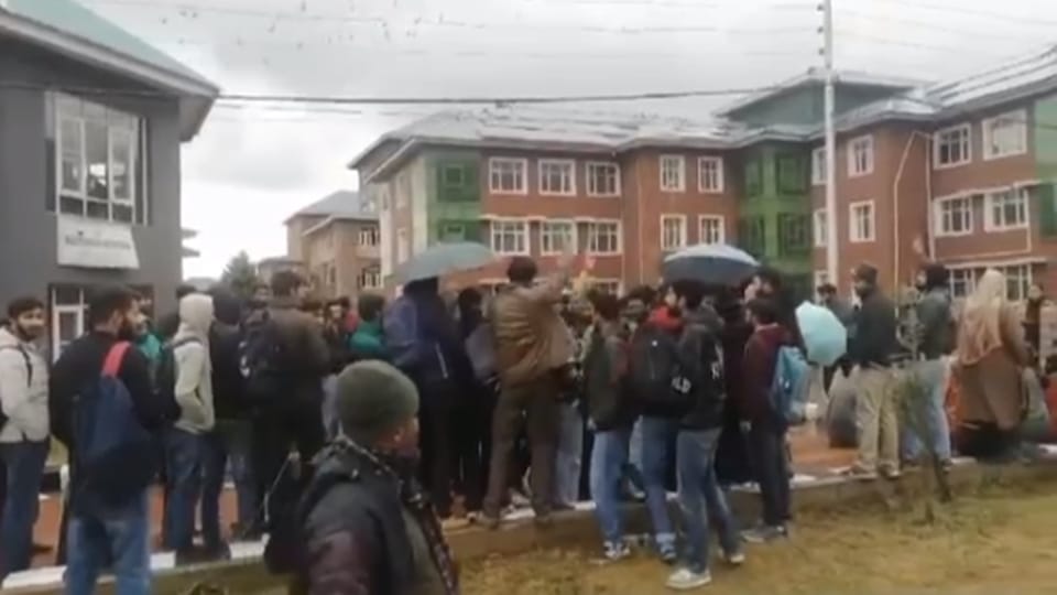 Protest in Kashmir University in Srinagar over NIT student social media post dispute