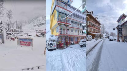 Himachal Weather: लाहौल घाटी बर्फ से लकदक, अटल टनल के साउथ पोर्टल, धुंधी और सिस्सू में ताजा बर्फबारी Himachal Weather: Fresh snowfall in lahul including South Portal of Atal Tunnel, Chandra Valley Lakdak